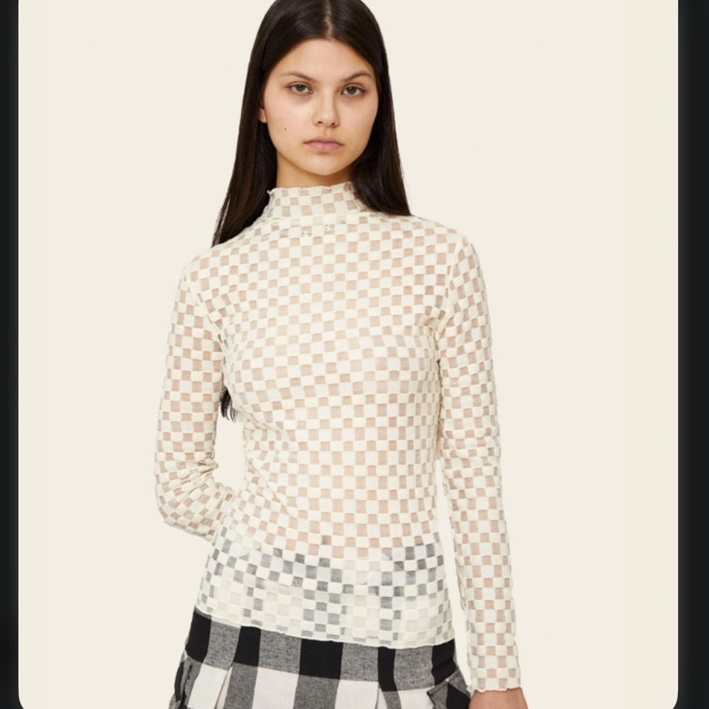 Find Me Now Harmony Checkered TAN Women's‎ Top